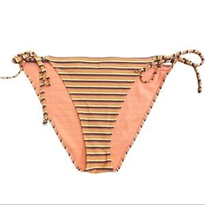 NEW aerie Cheeky Orange Striped Tie Waist Bikini Bottoms Swim Briefs